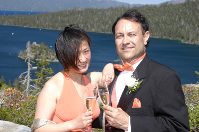 Champagne toast as husband and wife