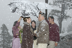 A winter wedding during a snow strom at Emerald Bay