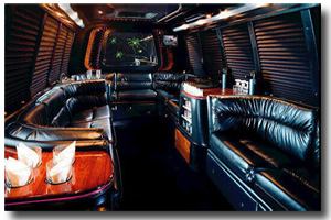 Interior view of the limousine shuttle coach