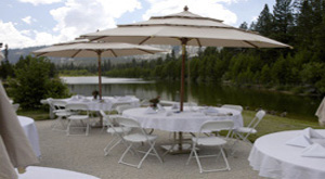 The patio area of the reception hall