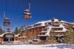 View of the Heavenly Mountain gondola ascending up the mountain