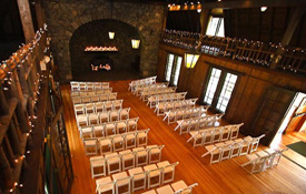 Interior view of the grand hall as seen from the balcony