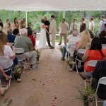 Wedding service taking place under the canopy