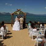 Father gives away his daughter at the alter