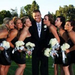 All the girls surround the groom