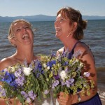 Laughing maid of honor and bridesmaid