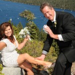 The groom removes the garter after the ceremony