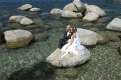 Enjoying the beautiful view on their wedding day at Sand Harbor