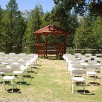 Typical setup for a gazebo wedding at Tahoe Paradise Park