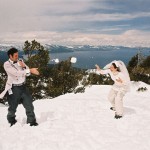 Throwing snowballs at each other