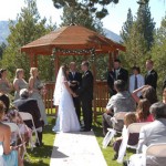 A wedding in progress at the gazebo