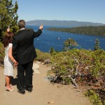 Newlyweds have a toast at Emerald Bay