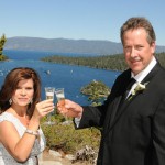 Husband and wife toast to their new life together