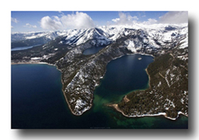 Aerial view of Emerald Bay