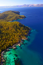 Beautiful inflight view of the Tahoe shoreline