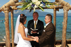 Exchanging vows on the beach