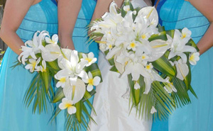 Display of the wedding party's flowers