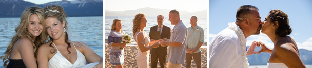 Wedding party poses on the beachfront